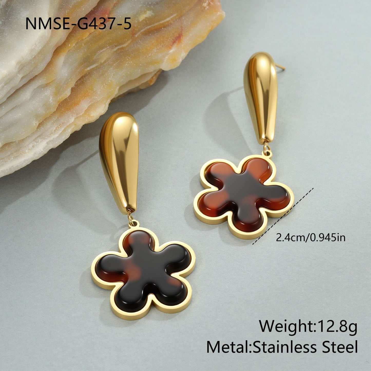 Tortoiseshell Resin Hawksbill Color Earrings