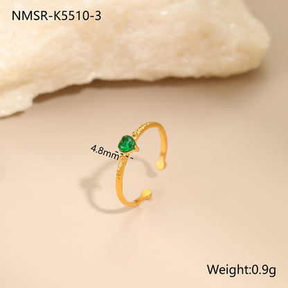 Inlaid Zircon Love All-match Open Ended Ring