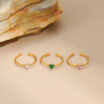 Inlaid Zircon Love All-match Open Ended Ring
