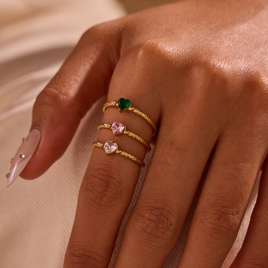 Inlaid Zircon Love All-match Open Ended Ring