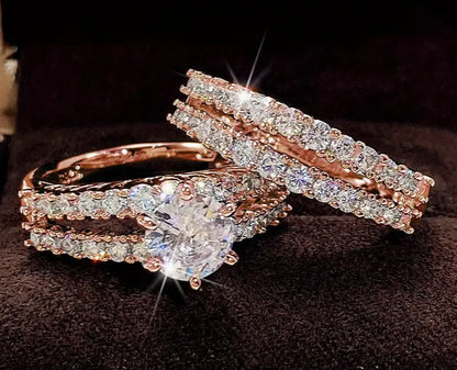 2 In 1 Fashion And Fully-jewelled Female Ring Set