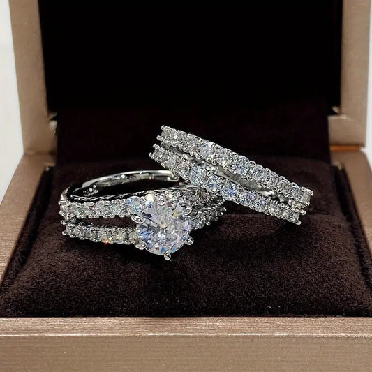 2 In 1 Fashion And Fully-jewelled Female Ring Set